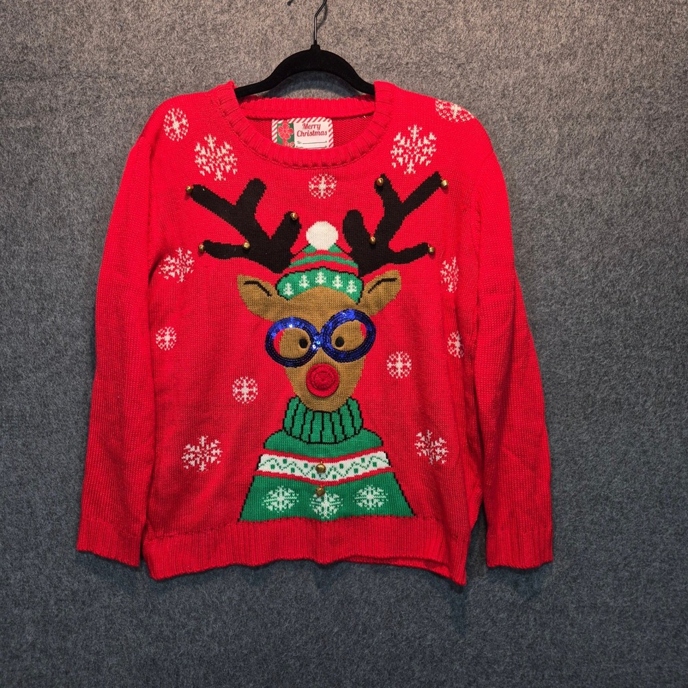 Ugly Christmas Sweater Rudolph Sm/Med kitschy funky holiday fun oversized